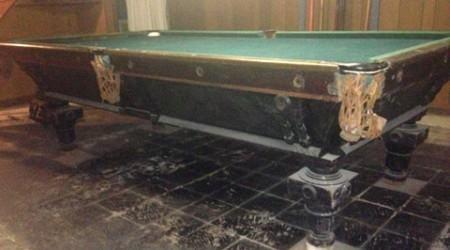 Ebonized Benedict billiards table antique (before restoration)