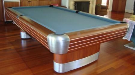Restored antique pool table, The Brunswick Anniversary