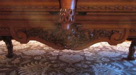 Carving details of  antique F. Gerderes billiards table