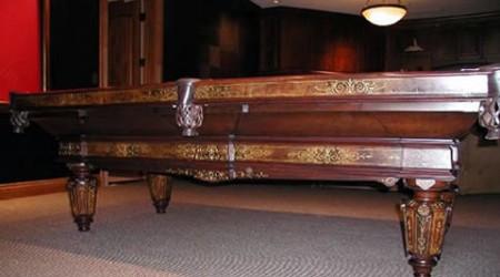 Restored antique Jacob Strahle pool table