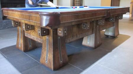 Antique Kling billiards table after restoration