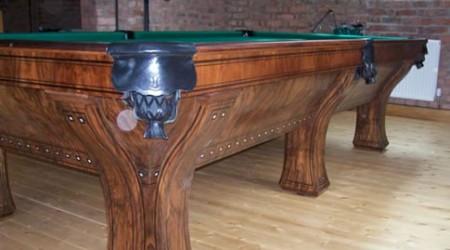 The Marquetee, a fully Brunswick restored antique billiard table by Biliard Restoration Services