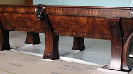 Antique restoration of a Marquette billiard table