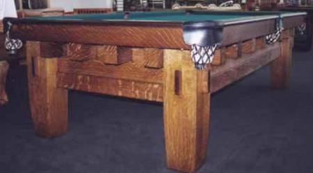 Fully restored Old Mission Style "B" antique Brunswick billiards table