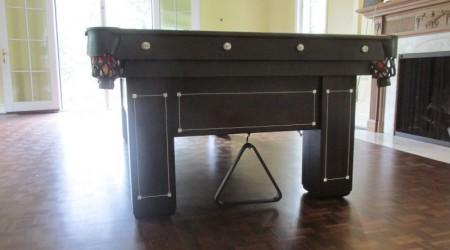 End view: restored "Monroe" antique pool table