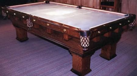 The Monterey Mission, fully restored antique Brunswick billiards table