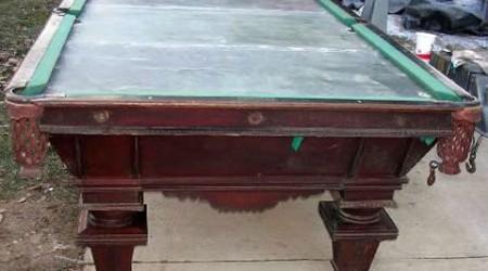 National II antique billiards table prior to restoration