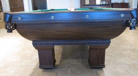 Restored antique "The Newport" pool table (end view)