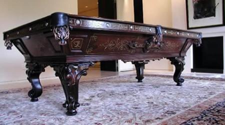 Restored antique Oliver Briggs Rococco billiard table