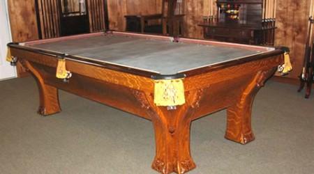 Restored antique pool table, The Pfister