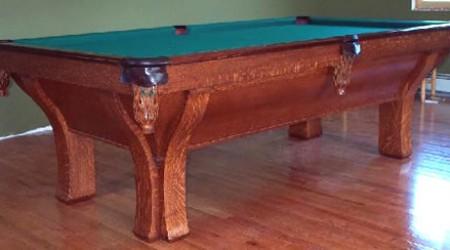 Restored antique pool table, The Rochester with 4 legs