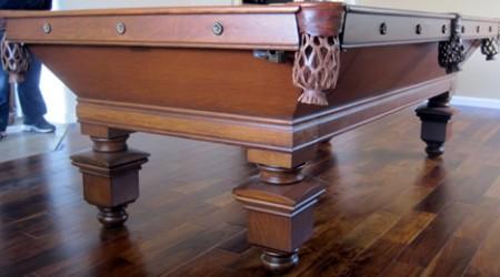 Completed restoration of The Southern, an antique Brunswick billiard table