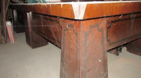 Walnut Brunswick antique pool table before restoration