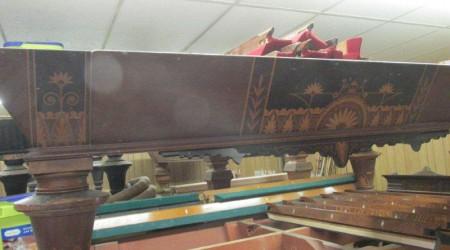 Antique W.H. Griffith Inlaid billiards table before restoration