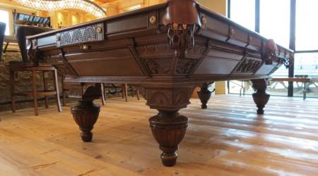 Antique restored "The Carved Brunswick" billiards table