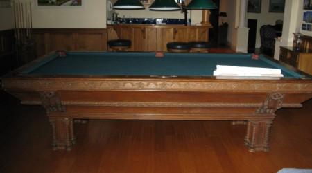 Before Restoration: Antique Lockhart billiards table