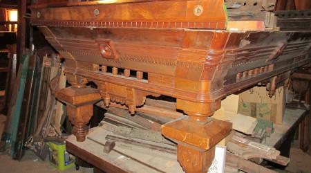 Before Restoration: Antique Benedict Spoon Carved billiards table
