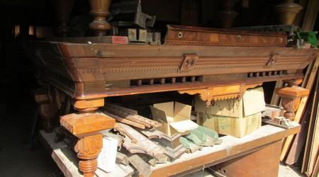 Before Restoration: Antique billiards table "Benedict Spoon Carved"