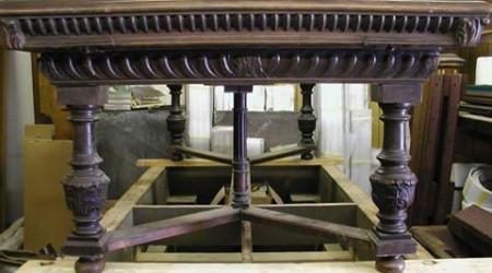 The Batielle billiards table before restoration