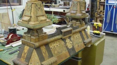 Before restoration: Brunswick Balke Expo billiards table