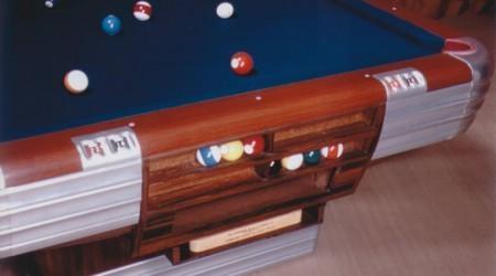Antique Centennial billiards table on display