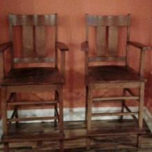 Antique wood billiard observation chairs (Arts/Crafts)