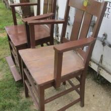 Side view of antique Arts/Crafts observation chairs