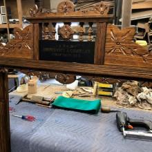 Fully restored Brunswick & Co antique cue rack for sale