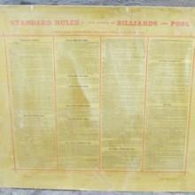 Antique wall hanging "Standard Rules" billiards