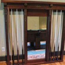 Restored Brunswick Wall Mount Cue Rack No 33 with mirror