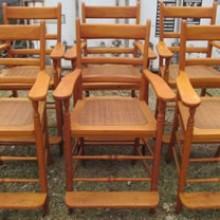 Six antique maple billiard observation chairs