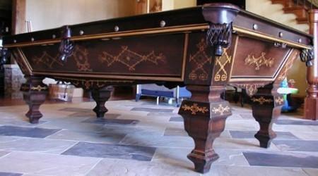 A fully restored Eclipse antique billiard table by Billiard Restoration Service