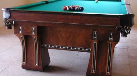 Detailing of The Hudson, restored antique pool table