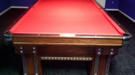 The Hudson, restored antique pool table table, head view