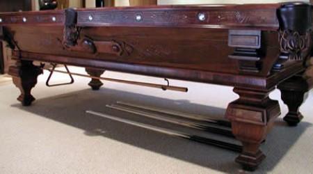 H.W. Collender Spoon Carved antique billiards table