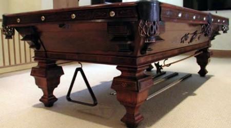 Fully restored H.W. Collender Spoon Carved antique pool table