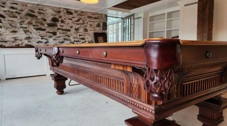 Restored antique "The Jewel" billiards table, offered by Billiard Restoration Service