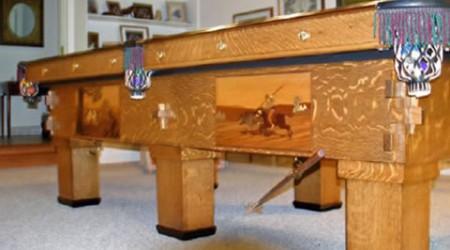 Restored K.C. Billiard Wildlife antique pool table