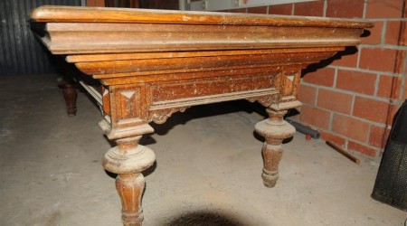 L. Vanderhaeghen Zoon antique pool table before restoration