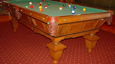 Antique Brunswick-Balke-Collender Co. Manhattan pool table, restored