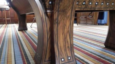 Corner angle of restored Marquette billiard table