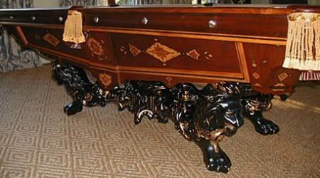 Restored pool table, antique Monarch