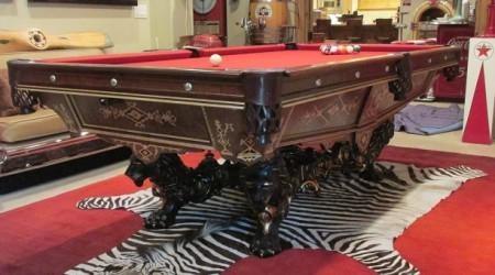 Restored Monarch antique billiards table