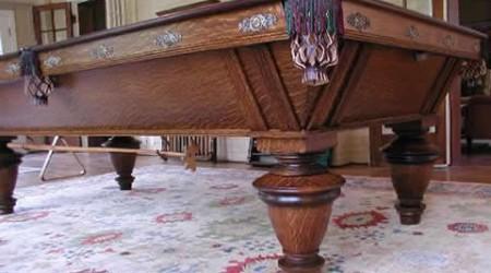 Restored antqiue Narragansett billiards table from Brunswick