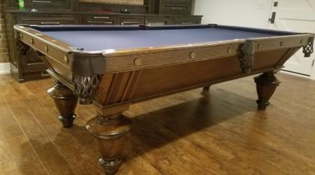 Restored antique Brunswick Narragansett billiards table