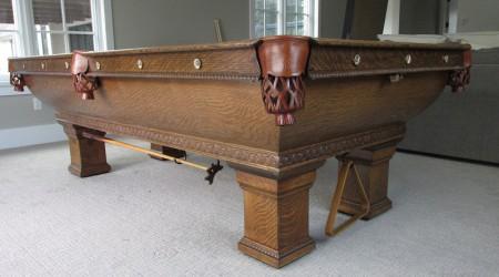 Professional restoration of antique "The Newport" billiards table