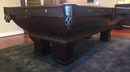 Photo of a restored "Newport" antique billiards table