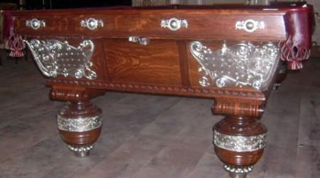 Side view of antique billiards table, The Northern (restored)
