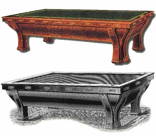 Original catalogue image of the Pfister, antique billiard table