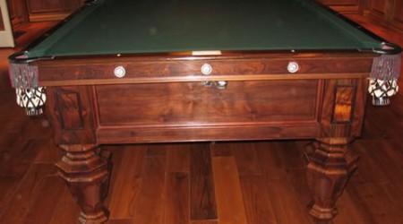 Fretwork-detailed Phelan & Collender billiards table